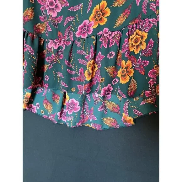 Everly High Low Floral Dress / Size small / dark green - Picture 6 of 8